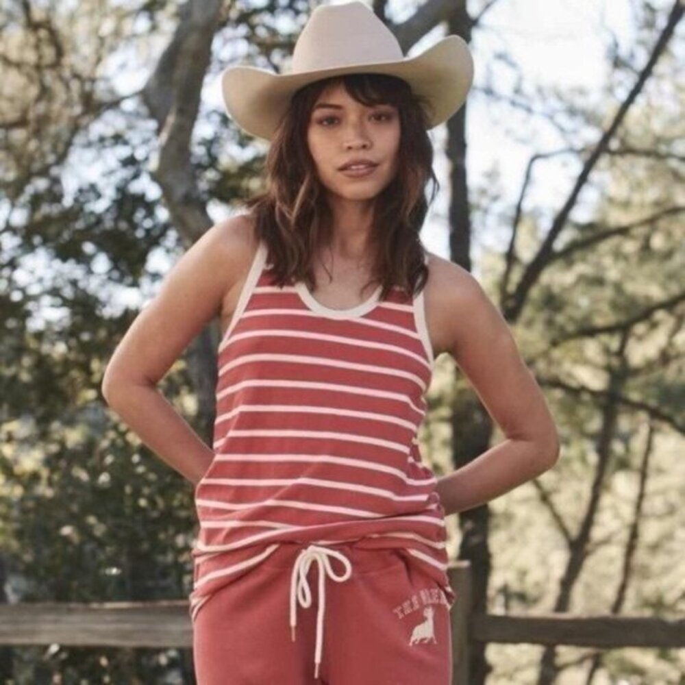 The Great. The Racerback Stripe Scoop Neck Slightly Slouchy Fit Tank Top NWT